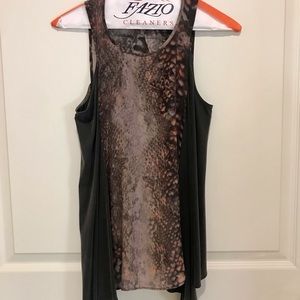 All Saints Silk Python Asymetrical Vest Top